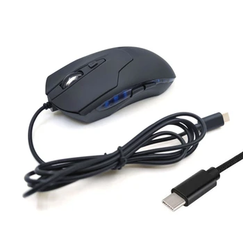 C tipo Laidinė USB C Pelių Žaidimų Pelės Ergonomiškas Mėlyna RGB Šviesos 2400 DPI 6 Mygtukas 