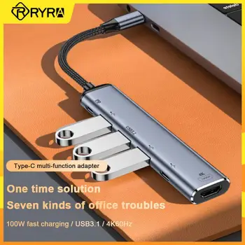 RYRA Daugiafunkcinis Tipas-C Hub Plėtra Dock USB-C PD 100W Kompiuterio Konverteris Extractor USB 3.1 Docking Station Skaičiuoklė