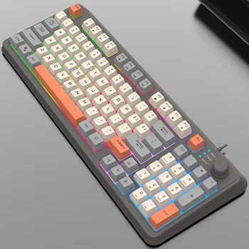 Žaidimas laidinė klaviatūra 94 klavišus USB jungtis su rankena, trijų spalvų, šviesos, tinka office home nešiojamąjį kompiuterį