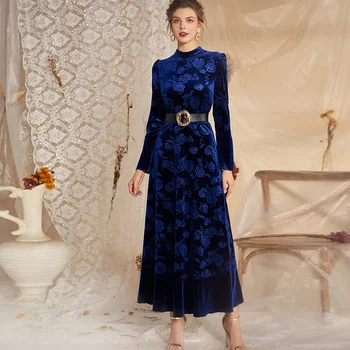 Europos ir Amerikos Moterų 2023 m. Rudenį Naujų Mados Stilius Elegantiškas, Prabangus Modelis Nėrinių Suknelė ilgomis Rankovėmis