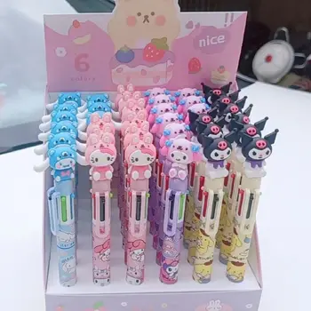 36pcs Sanrio 6 Spalvų Tušinukas Mielas Hello Kitty Kuromi Cinnamoroll Įvairiaspalvis Rašiklis Gelio Rašiklis Mokyklos Raštinės Reikmenys