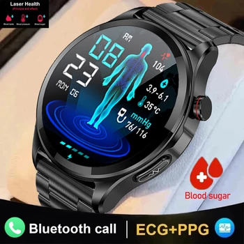 2023 Naujas EKG+PPG Kraujo Gliukozės Smart Watch Vyrų Sports Tracker Gliukozės Matuoklis Termometras Sveikatos Laikrodžiai 