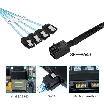 1M IR 0,5 M HD Mini SAS 12G SFF-8643 Į SATA Kabelis Adapteris,Vidaus SFF 8643 Plokštė Valdytojas 4 SATA Kietąjį Diską Skaičiuoklė