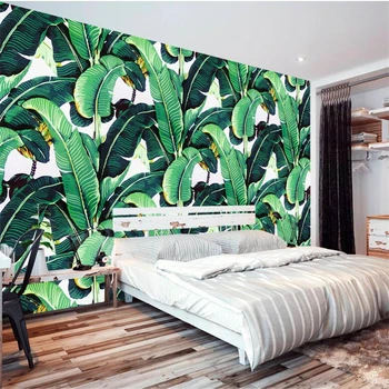 beibehang Užsakymą tapetai 3d Europos-stilius derliaus ranka-dažytos atogrąžų miškų augalų bananų lapų Idiliškas kambarį 3d tapetai