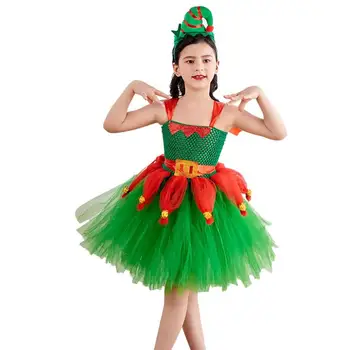 Merginos Elf Suknelė Žalia Vaikų Atostogų Elf Kostiumas Suknelė Kalėdų Mielas Vaikas Atostogų Elf Kostiumas Dovanos Mergaitėms Su Skrybėlę