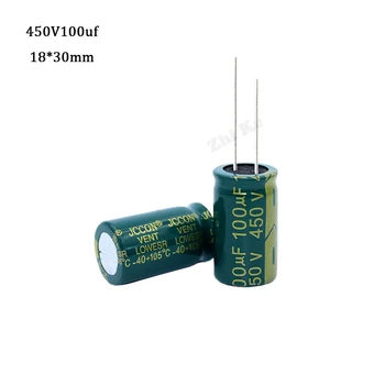 2VNT 450V100UF 18*30 100UF 450V Aliuminio elektrolitinių kondensatorių 18*30mm Perjungimo maitinimo adapteris