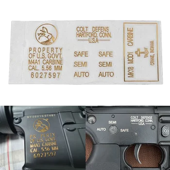 Airsoft Aukso/Sidabro Spalvos Metalo Lipdukas, Skirtas Gelis Blaster M4A1 Ginklą Įstaiga aplinkosaugos ¾enklelis M4 Carbine 3D Efektas Medžioklės Įranga, Reikmenys