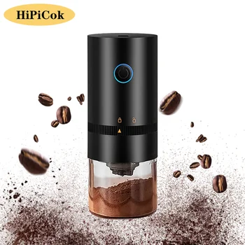 HiPiCok Elektros Kavos Pupelių Malūnėlis Tipas-C USB Įkrovimo Mini Nešiojamosios Automatinio Kavos Pupelių Malimo Malūnėlis Espresso Lašinamas Kavos