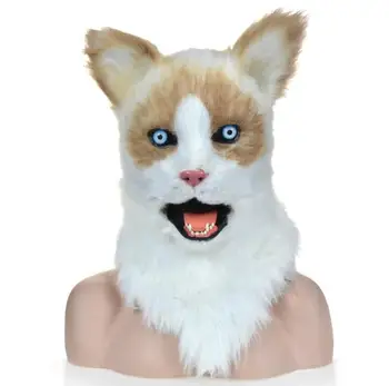 Katės Kaukė Modeliavimas Antspaudas Pliušinis Visą Veidą Gobtuvu, 2D Pasaulį Demonas Kačių Nagų Kilnojamojo Mielas Juokingas Fursuit Komplektus Karnavalas Helovinas Skelbimą