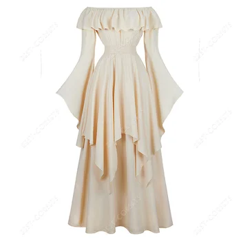 Viduramžių Suknelės Moterims Viktorijos Drabužių Renesanso Suknelė Off Peties ilgomis Rankovėmis Helovinas Fairy Dress Kostiumai