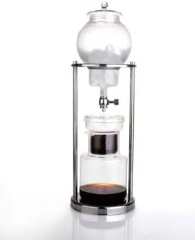 Ledas Šaltas Užvirinti Dripper Kavos virimo aparatas iš Nerūdijančio Plieno ir boro silikatinio Stiklo, 1000 ml Silver Slim žalia kava, Kavos virimo aparatas Coff