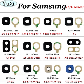 YuXi Samsung Galaxy A3 A5 A7 Orlaivį A310 A6 A8 Plius 2015 2016 2017 2018 A8 A9 Star C5, C7, C9 Pro Galinio Vaizdo Kameros Lęšis Žiedas Stiklas+Lipdukas