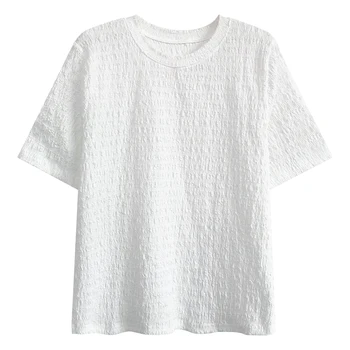 Vasarą Balta trumparankoviai marškinėliai Moterų Plisuotos Prarasti Viršų