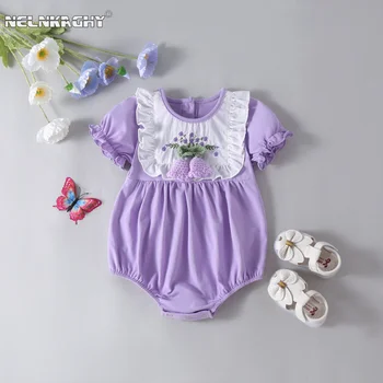 Vasarą Naujas, Naujagimiui Mergaitėms trumpomis Rankovėmis 3D Gėlių Margumynas Jumpsuits Bamblys Outwear Kūdikiai, Vaikai, Vienas-vienetų Bodysuits 유아복