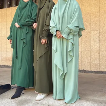 Musulmonų Moterų Maldos Drabužiu, 2 Vnt. Komplektas, Orinės Khimar Jilbab Eid Ramadanas Suknelė, Hijab Abaja Islamo Drabužių Niqab Kaftan Skraiste