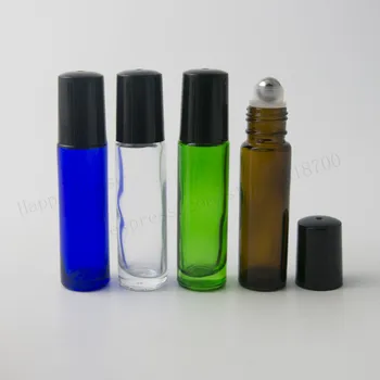100vnt x 10ml Kobalto Mėlyna Žalia Gintaro skaidraus Stiklo Roll Butelis 1/3oz Nerūdijančio Plieno Roller Ball Buteliukai pagrindinių naftos vartojimas