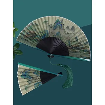 Tūkstančius mylių Jiangshan žemėlapį, ventiliatorius, lyginimo ventiliatorius moterų Kinų stiliaus šilko ventiliatorius Uždraustasis Miestas sielovados stiliaus nešiojamas sulankstomas