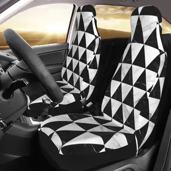 Marmuro Trikampio Modelis - Juodos Ir Baltos Spalvos Automobilių Sėdynės Padengti Individualus Spausdinimas Universal Priekiniai Raštas, Aksesuarai, Pagalvėlių Rinkinys