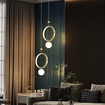 Šiuolaikinės Paprasta Miegamojo Lovos Liustra Nordic Light Luxury Ilgą Eilutę Kambarį Fono Sienos Prieškambario Mažas Pakabukas šviesos